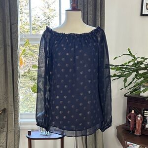Joseph Ribkoff Navy Sheer Blouse